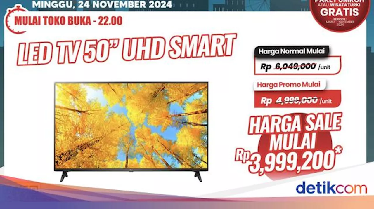 Banting Harga! TV LED 50-65 Inch di Transmart Full Day Sale Hemat Rp 3,9 Jutaan