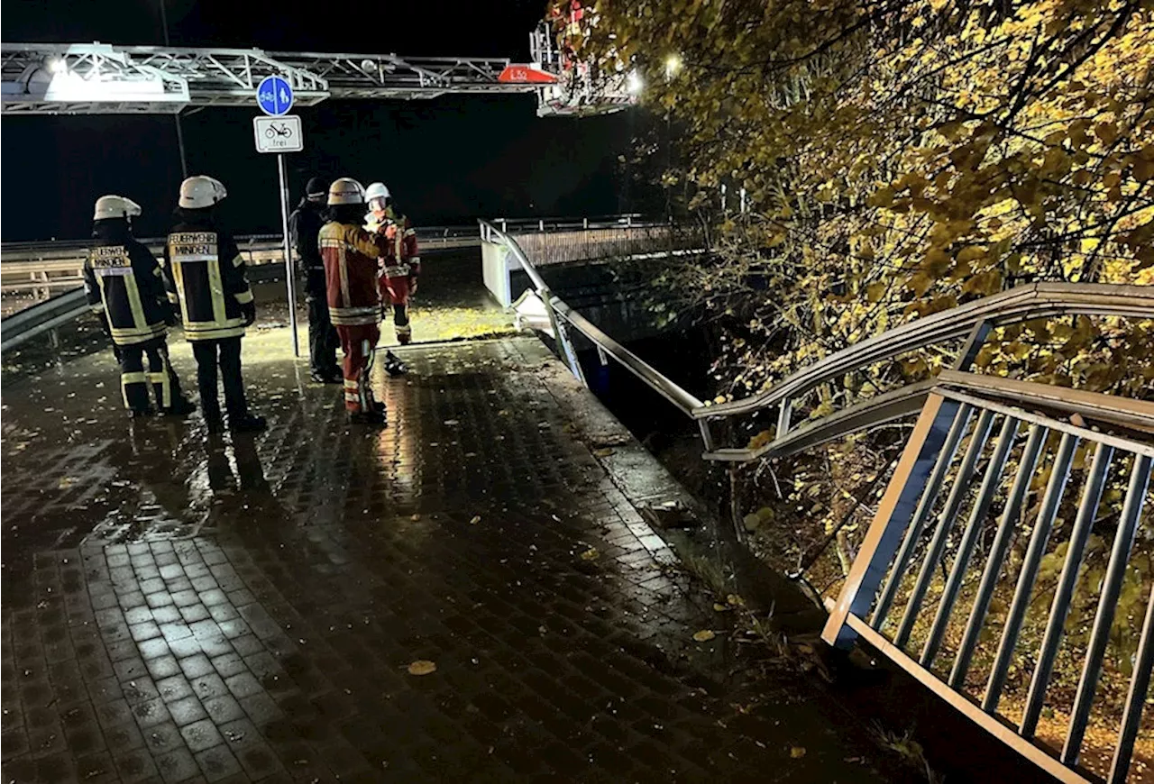 Horror-Unfall Minden: Auto stürzt von Brücke – junge Frau stirbt