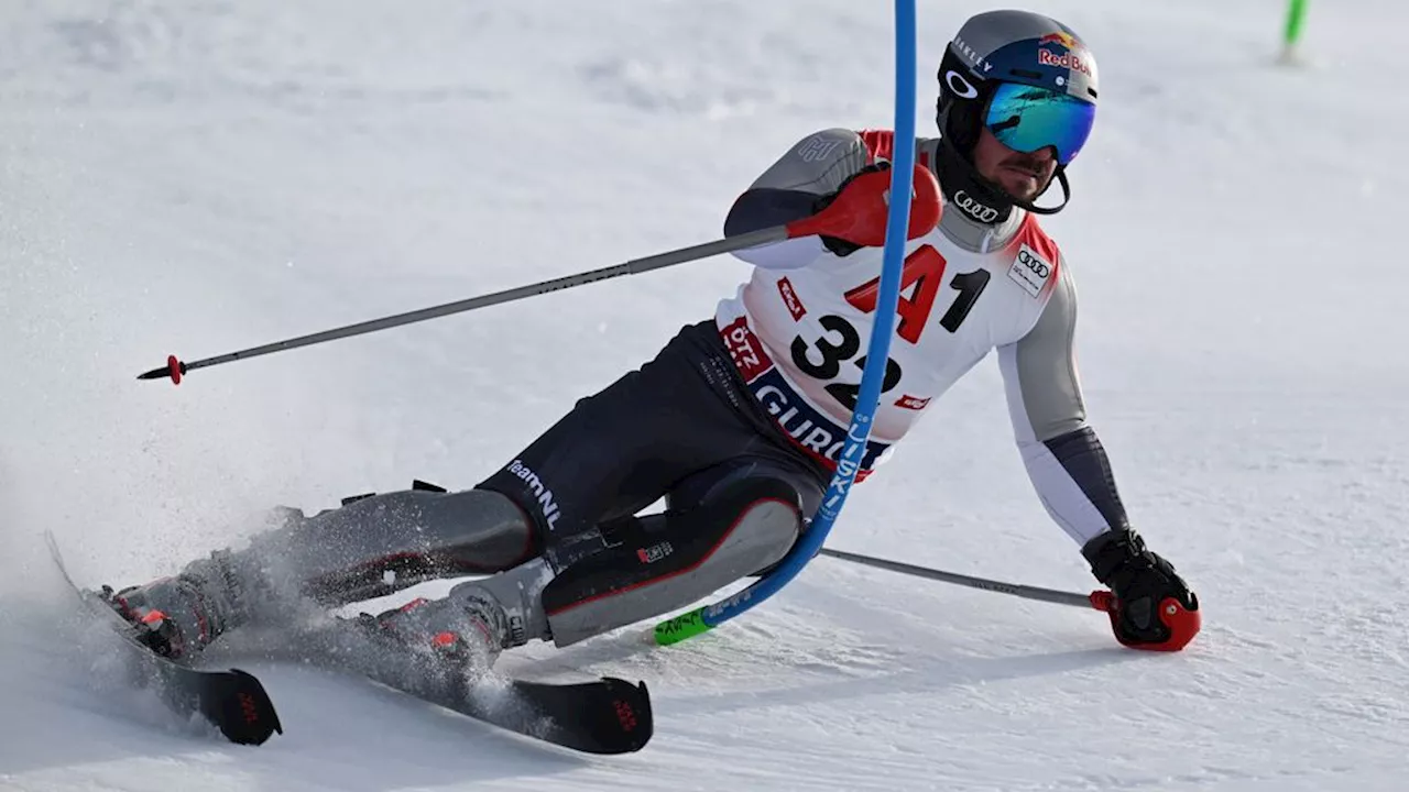 Hirscher onderuit bij eerste run WB-slalom in Gurgl