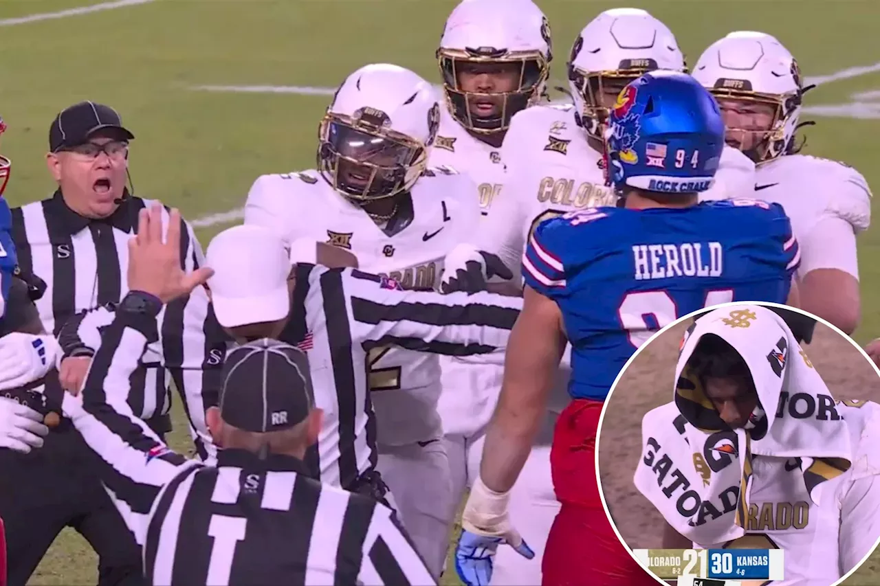 Shedeur Sanders shoves referee, 'lucky' to avoid ejection as frustrations boil over in Colorado loss