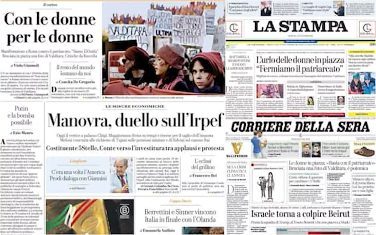 Le prime pagine dei quotidiani di oggi 24 novembre: la rassegna stampa di Sky TG24