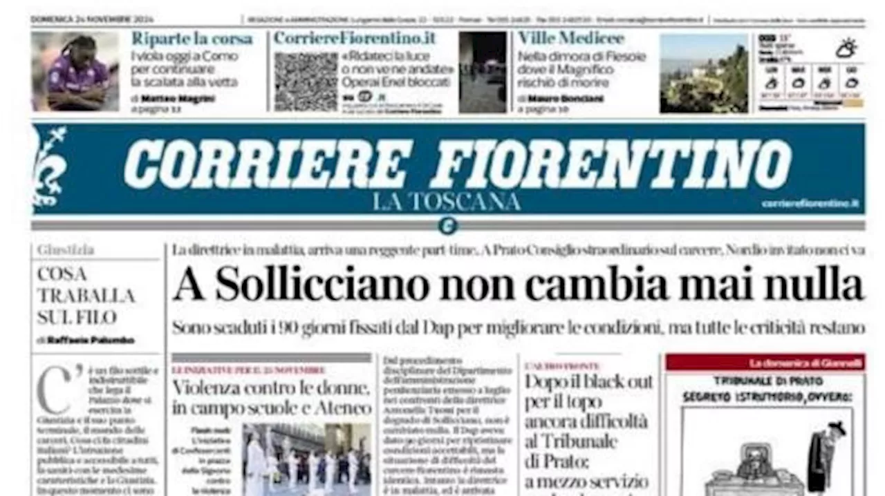 Corriere Fiorentino: 'I viola oggi a Como per continuare la scalata alla vetta'