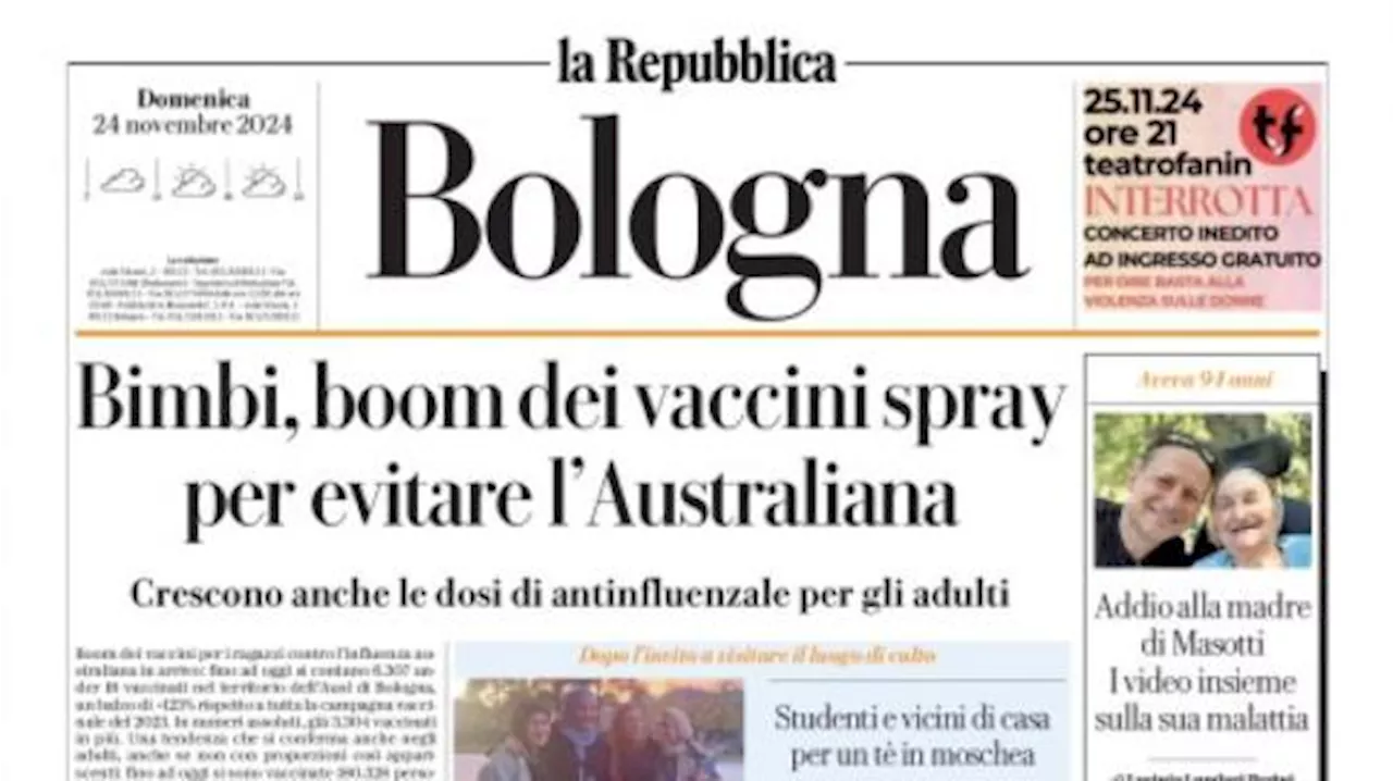 La Repubblica (ed. Bologna) apre: 'Lo slancio di Italiano: puntiamo in alto'