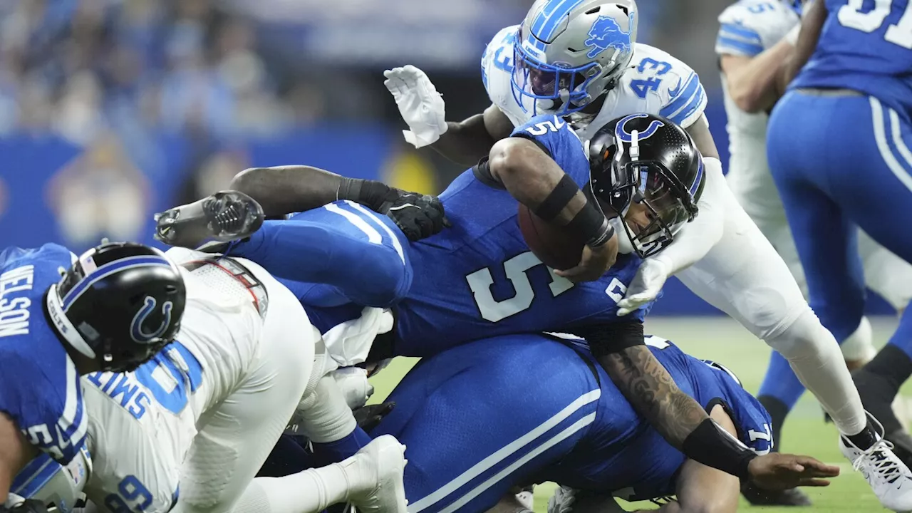 Richardson's rocky start proves costly in 2nd straight home loss as Colts fall to Lions 24-6