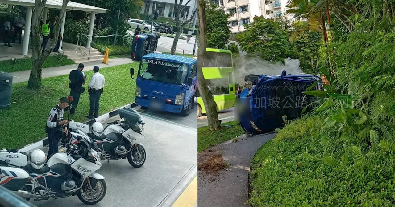 Car Flips on Pavement in Yishun, Driver and Passenger Flee