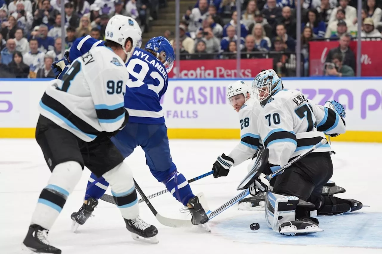 Marner scores twice as Maple Leafs win first-ever meeting with Utah Hockey Club