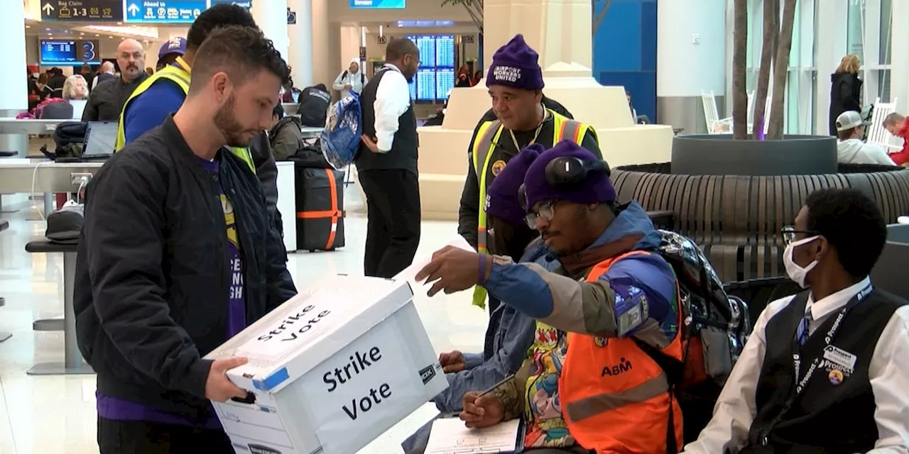 Charlotte airport workers strike at outset of busy Thanksgiving travel week