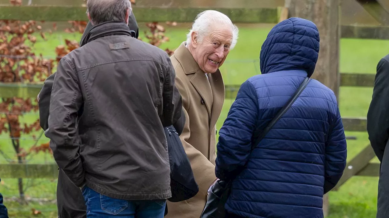 King Charles sweetly greets dog walkers and their pups as he attends church in Sandringham