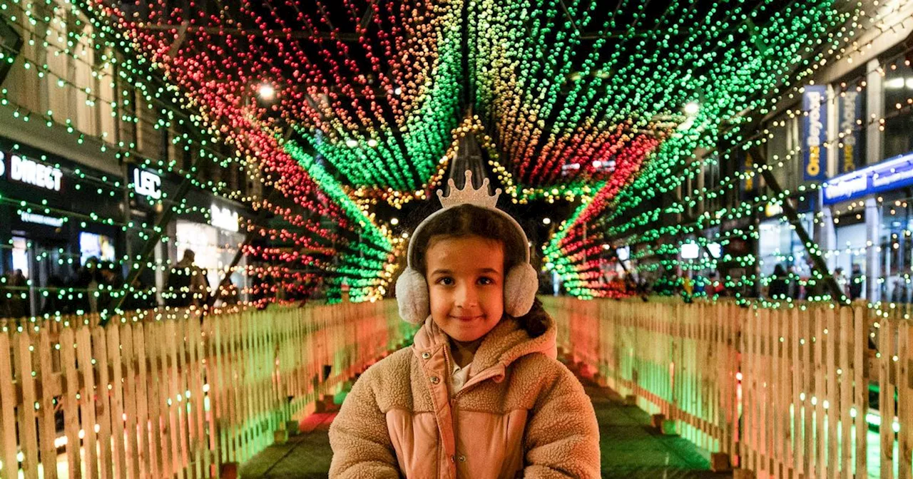 Glasgow city centre shines as Europe’s largest star-shaped light tunnel is switched on