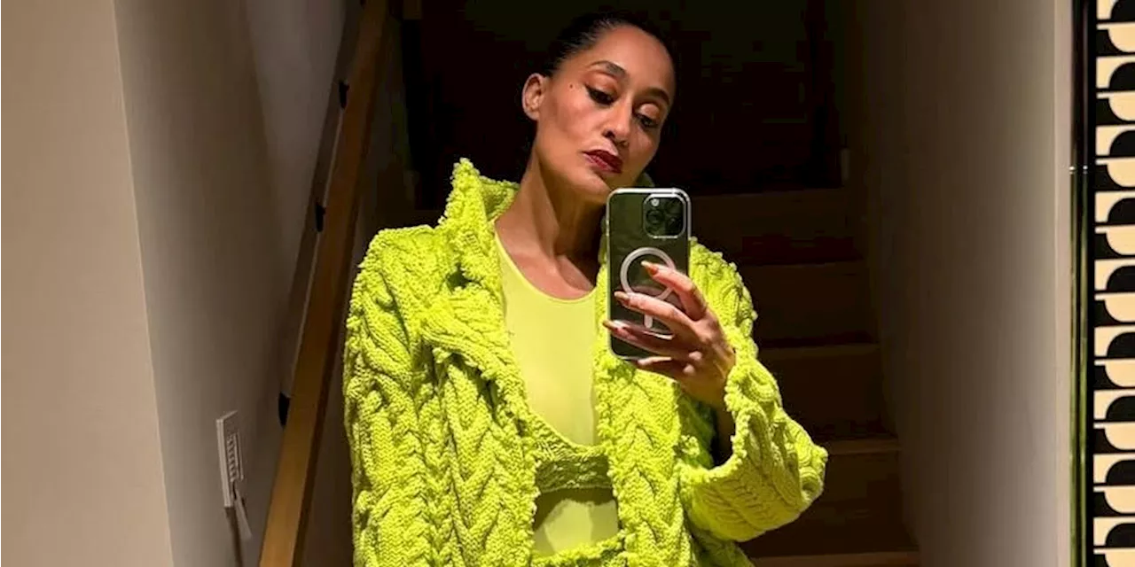 Tracee Ellis Ross Declares Neon Green a Neutral With This Chunky Knit Set