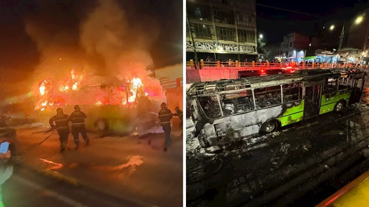 Llamas consumen autobús de pasajeros en pleno Eje Central Lázaro Cárdenas, en la Guerrero