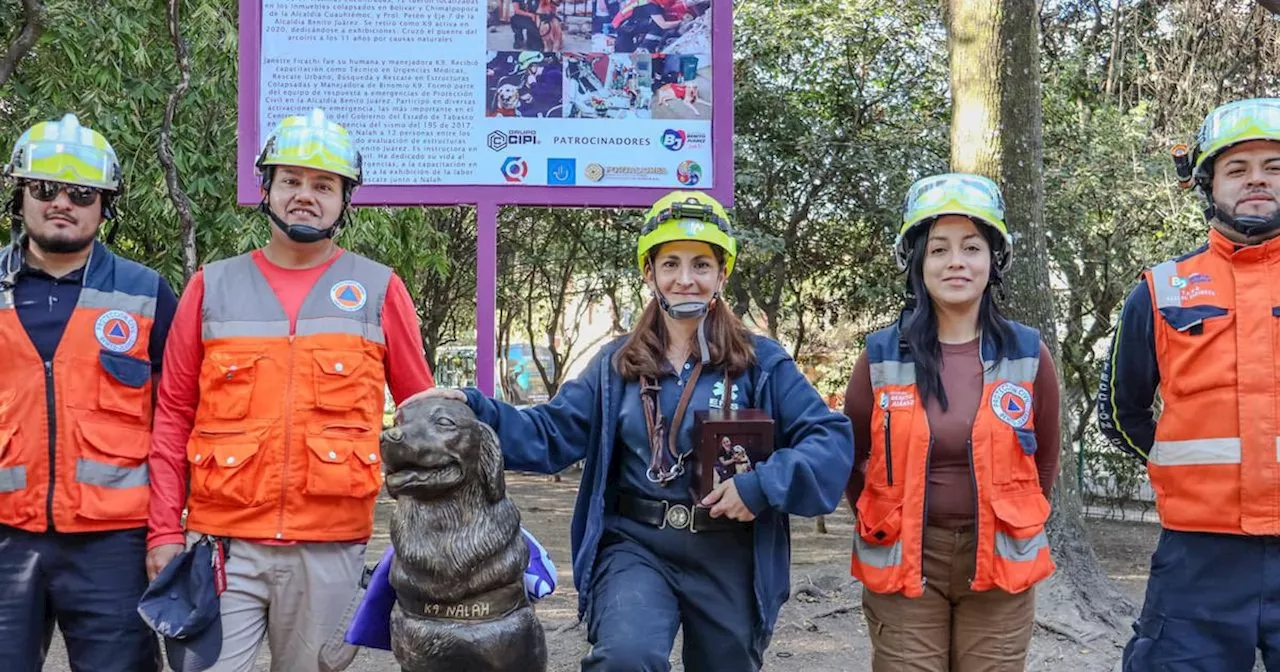 Inauguran estatua para Nalah, perrita rescatista en 19-S