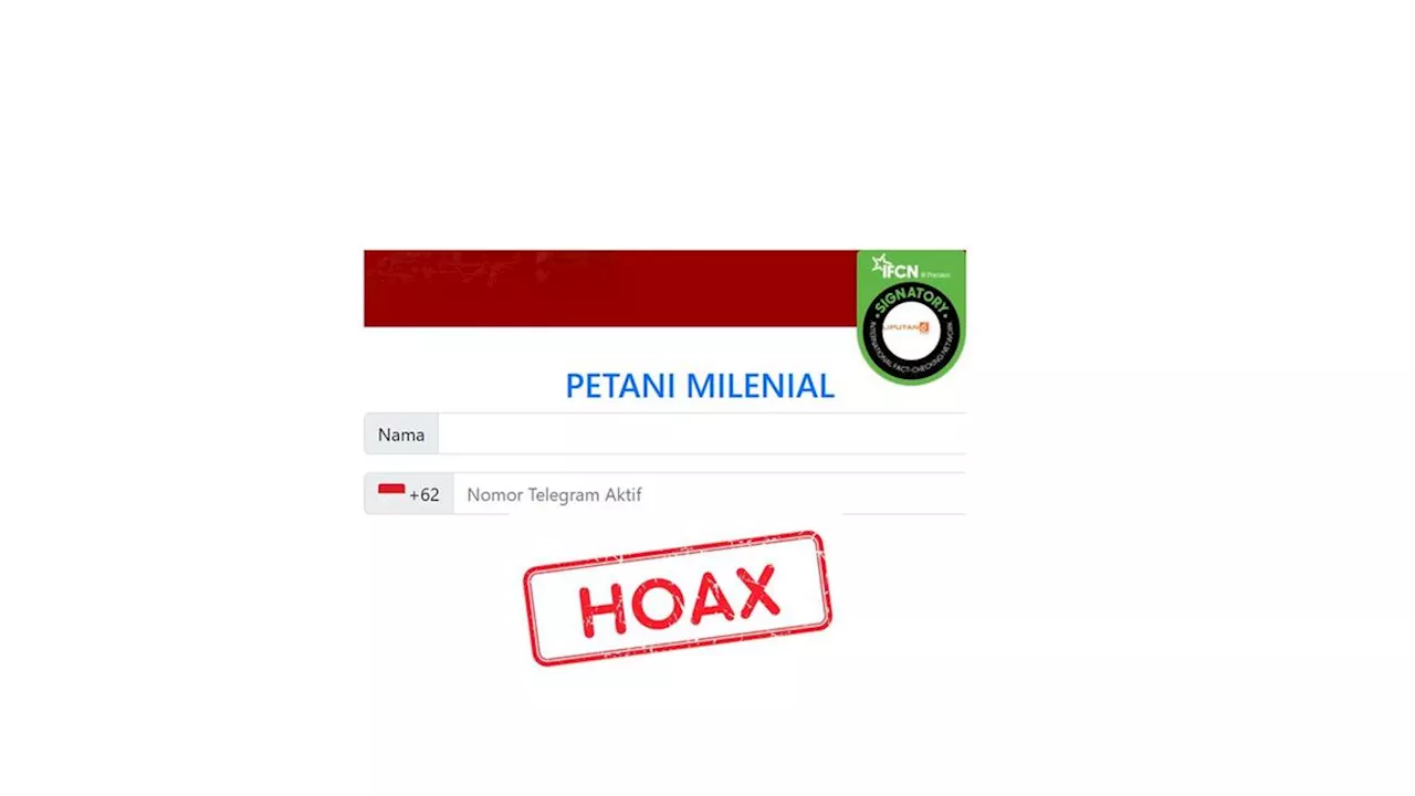 Cek Fakta: Hoaks Tautan Pendaftaran Petani Milenial dari Kementan