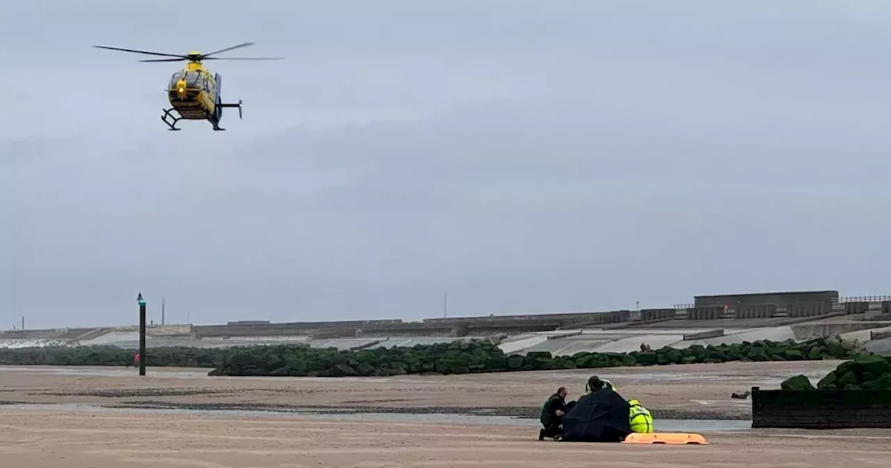 Air ambulance lands on Lancashire beach as person rushed to hospital