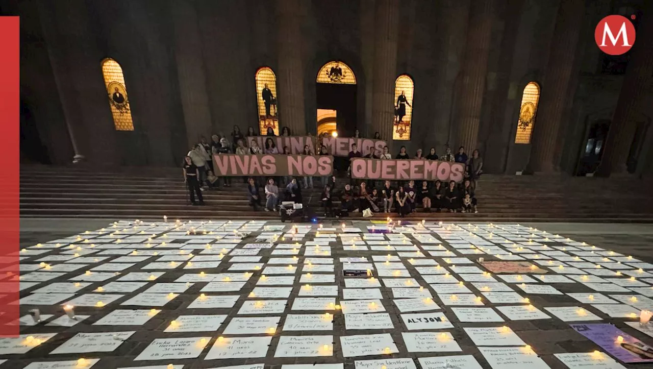 Con 'Luces por la Justicia' colectivos de mujeres protestan previo al 25N en Monterrey