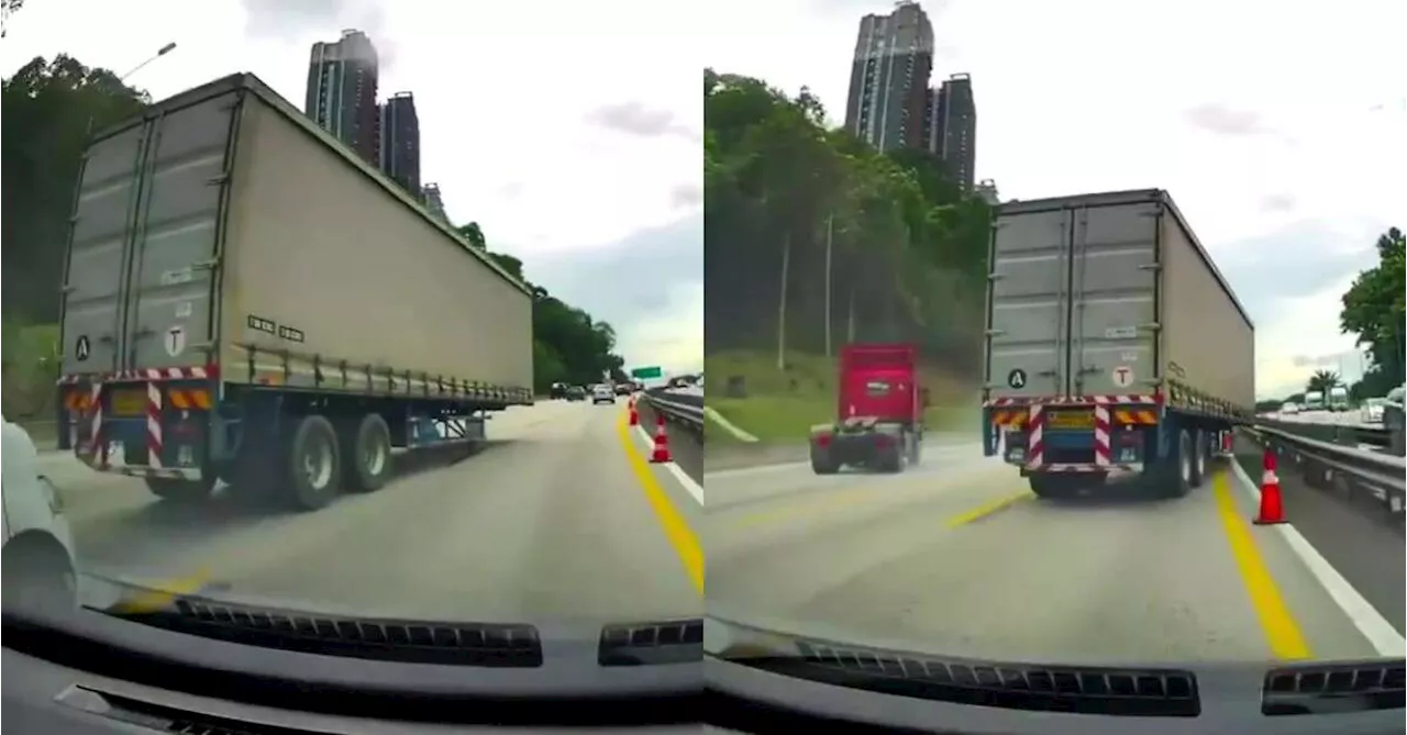 Trailer Runs Amok on NKVE, Narrowly Misses Vehicles