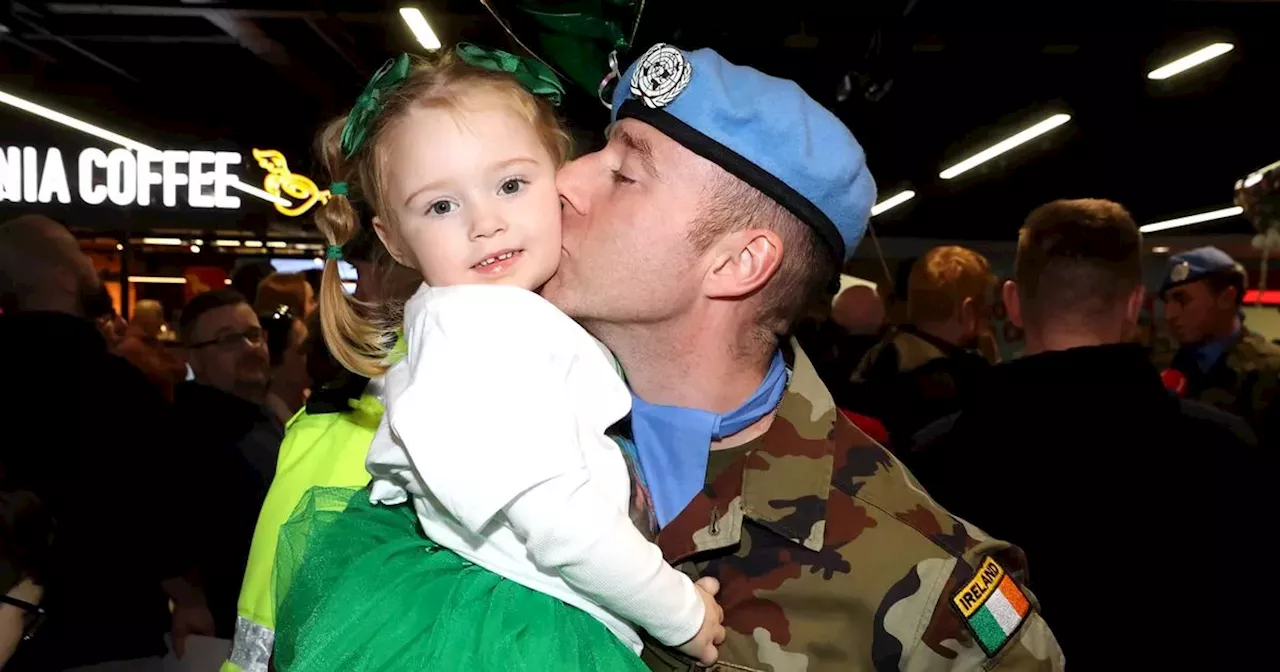 Irish Peacekeepers Return Home After Six Months in Lebanon; Emotional Reunions at Dublin Airport