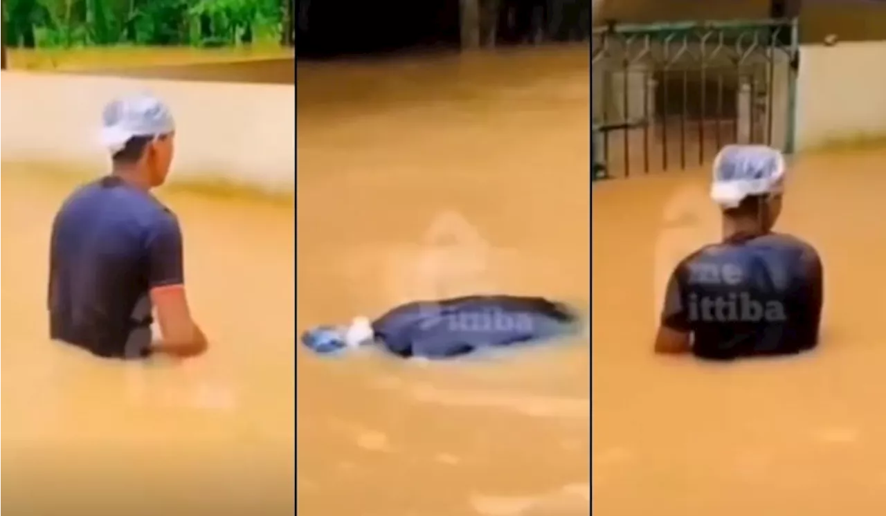 Man's Solat in Floodwaters Sparks Debate on Content Creation and Respect for Islam