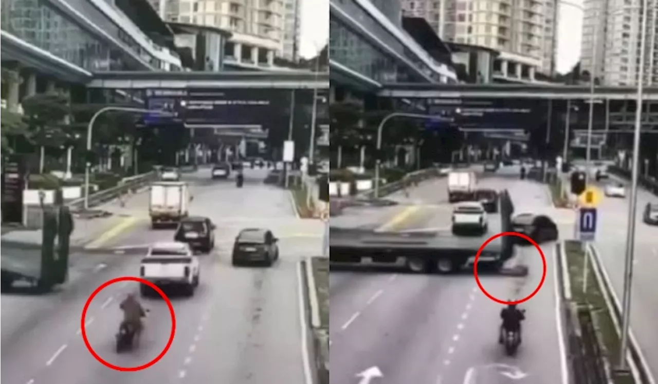 [Video] Penunggang Motor Maut Dirempuh Lori Mengundur Secara Mengejut, Pemandu Kini Ditahan