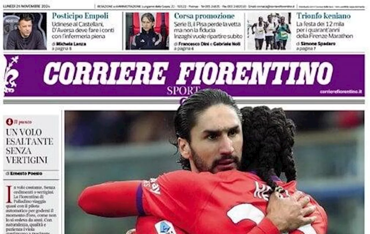 Viola alla settima vittoria di fila, il Corriere Fiorentino titola: 'Fiorentina 7 bellezze'