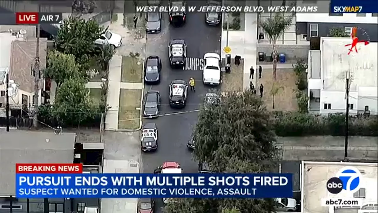 Police chase ends in gunfire in West Adams area; suspect, one other person injured