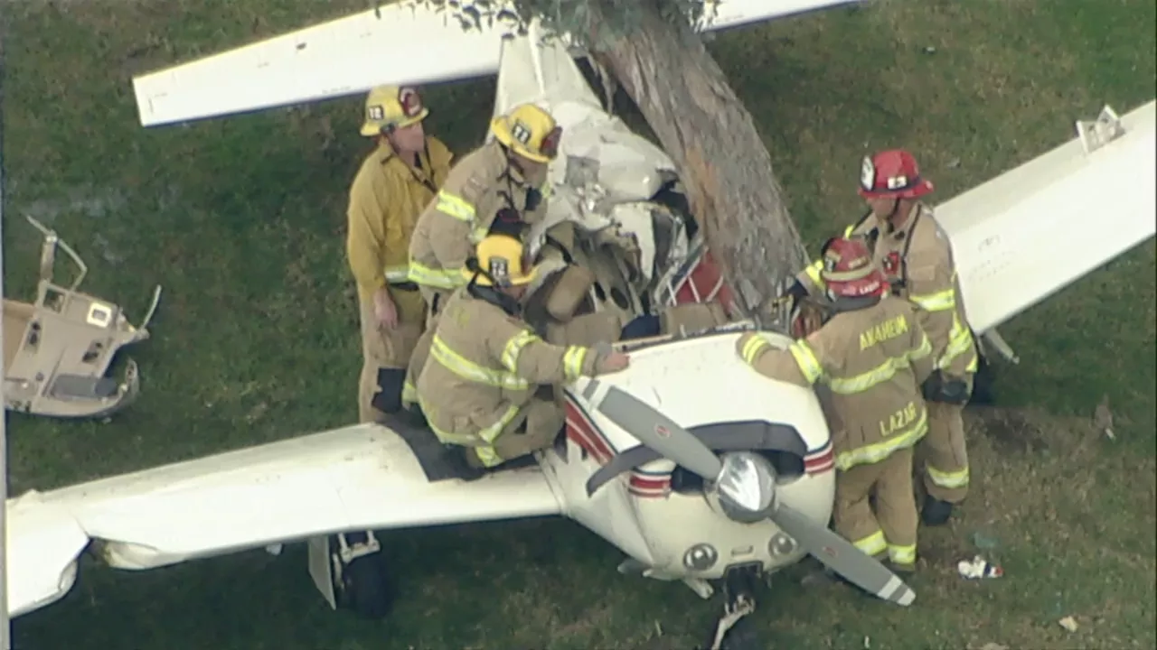 Small Plane Crash-Lands Near Fullerton Airport, Two Injured