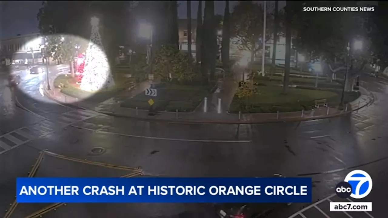 Video shows 18-year-old driver barreling through Plaza Park in Orange, crashing into fountain