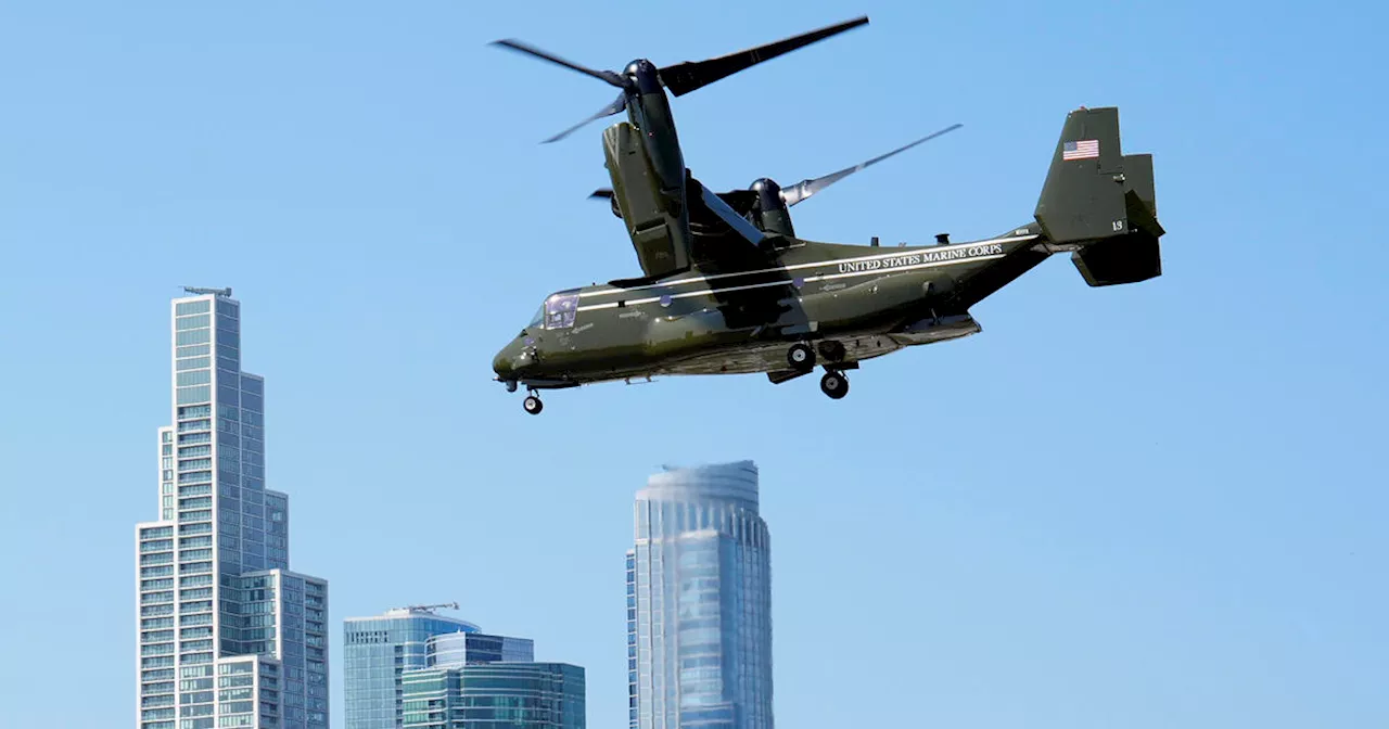 Osprey ferrying White House staff in New York grounded after witness reports flames