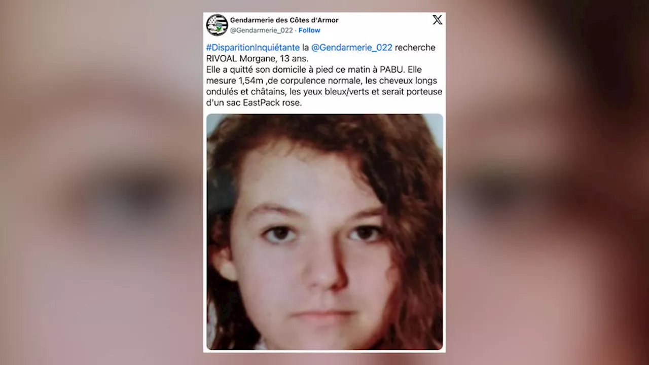 Disparition inquiétante de Morgane, 13 ans, dans les Côtes-d'Armor : ce que l’on sait