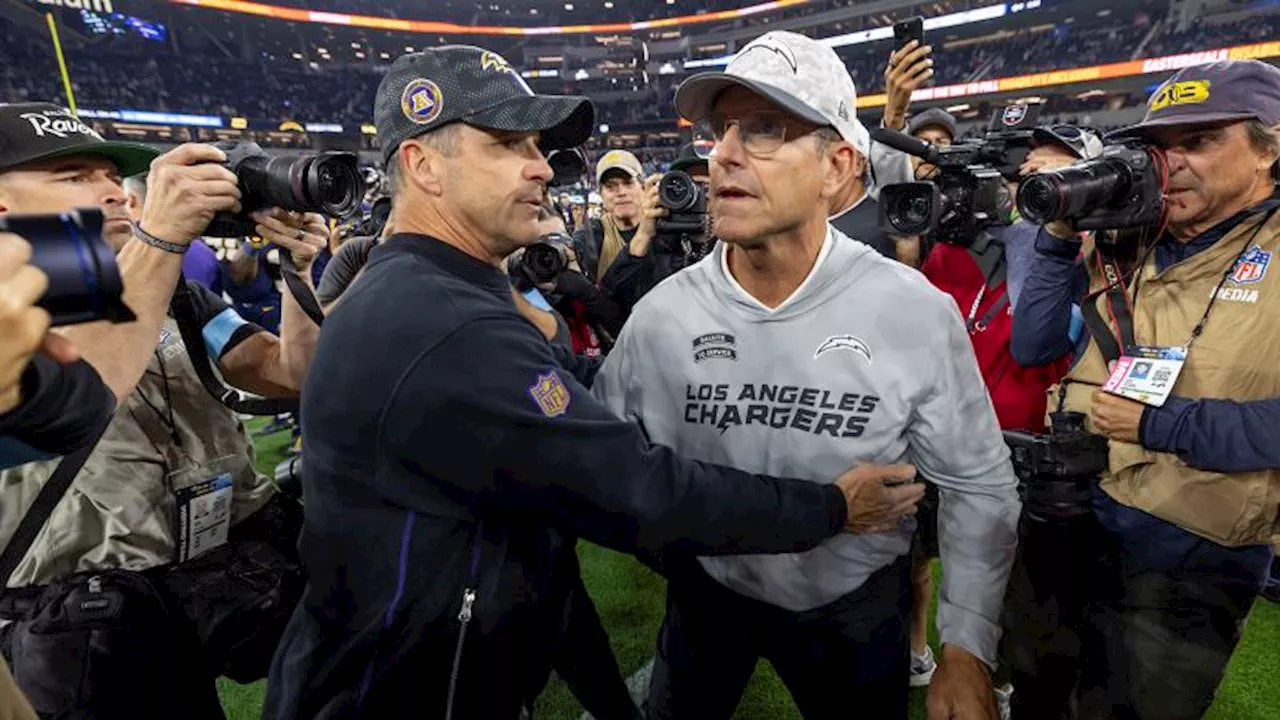 John Harbaugh beats brother Jim as Baltimore Ravens overcome Los Angeles Chargers on Monday Night Football