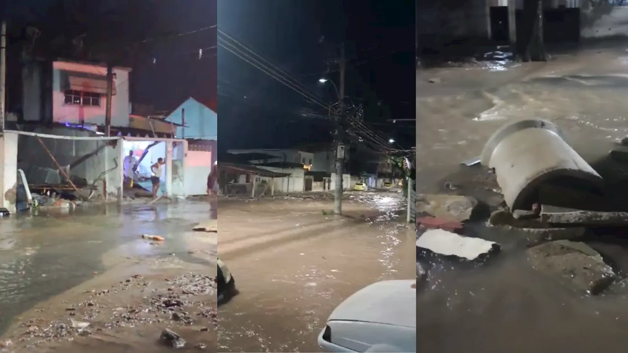 Vídeo: Idosa morre após rompimento de adutora na zona norte do Rio