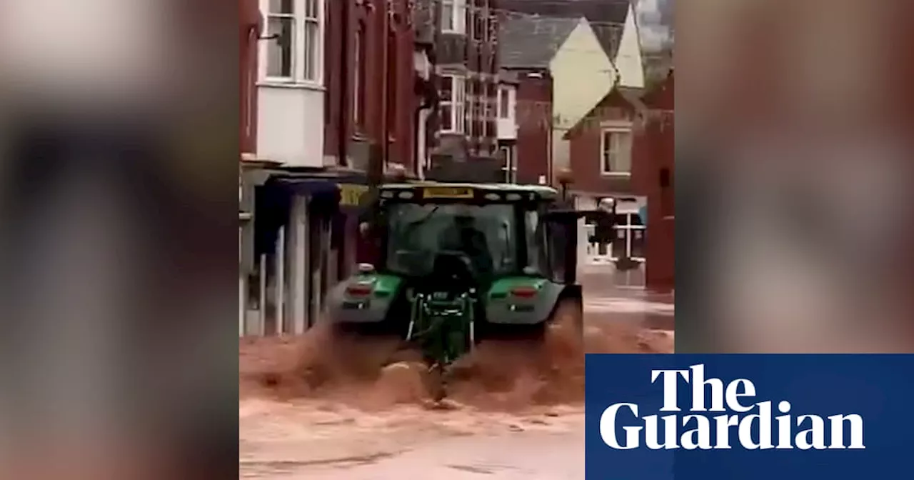 Man arrested over property damage after tractor driven through flooded UK town