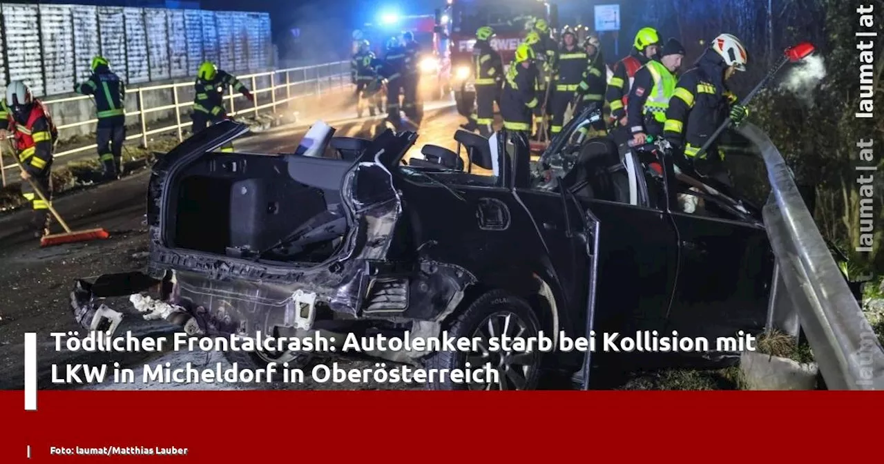 T�dlicher Frontalcrash: Autolenker starb bei Kollision mit LKW in Micheldorf in Ober�sterreich