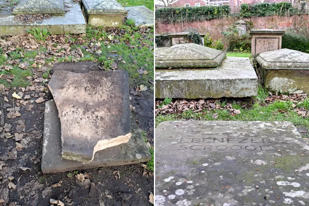 Vandal smashes Ebenezer Scrooge’s grave used in ‘A Christmas Carol’ movie