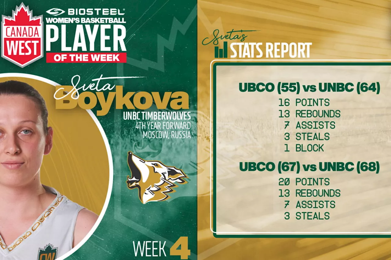 Sveta Boykova Named Canada West Biosteel Women’s Basketball Player of the Week