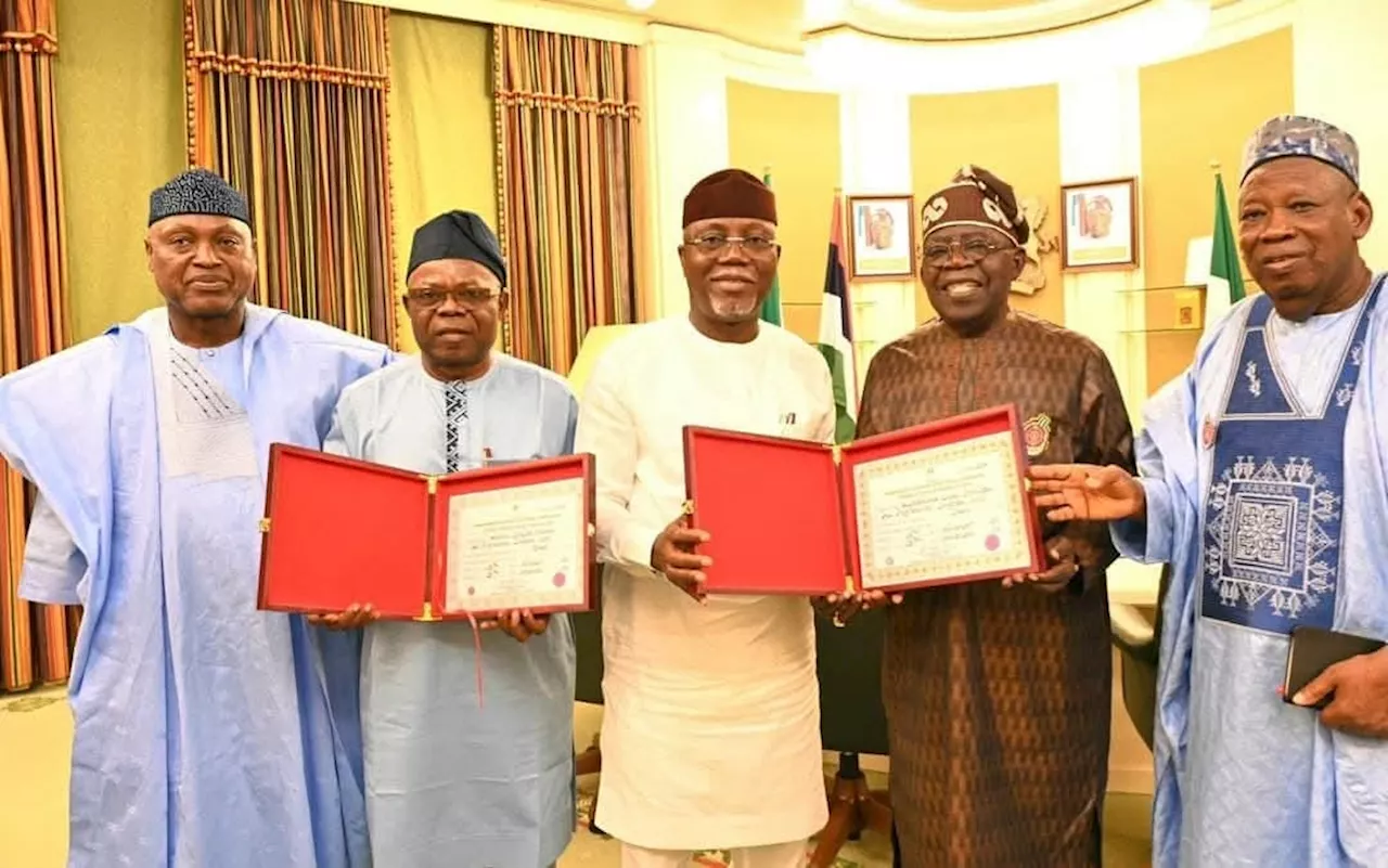 Ondo State Governor-elect and Deputy Present Certificates of Return to President Tinubu