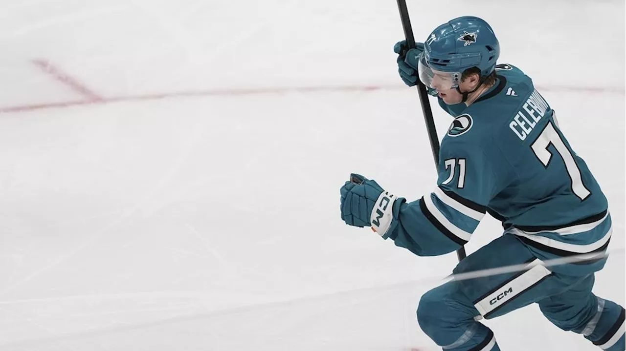 Celebrini scores twice, adds assist as Sharks shock Kings