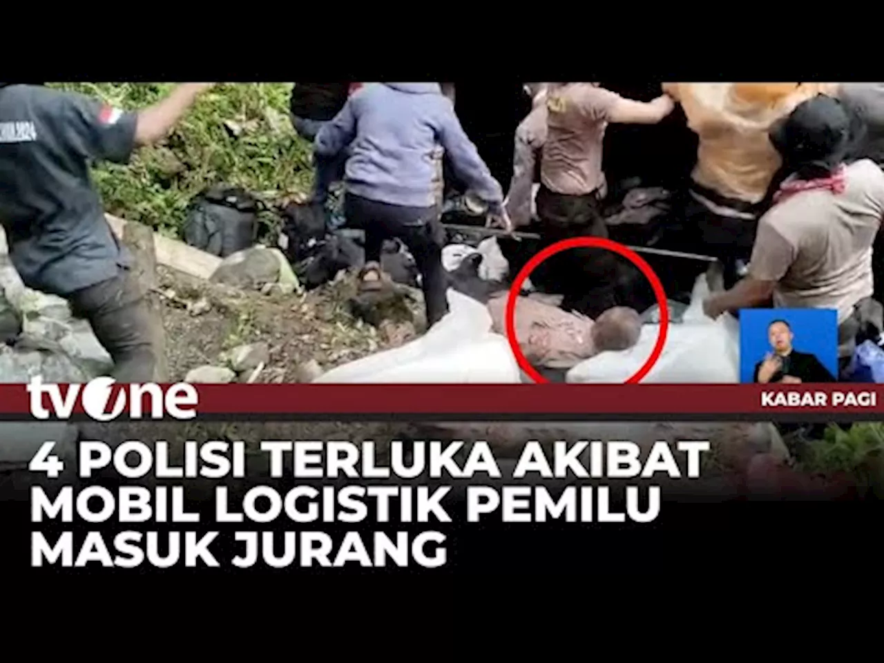 Logistik Pilkada Terperosok Masuk Ke Jurang di Pulau Buru, Empat Anggota Polisi Terluka