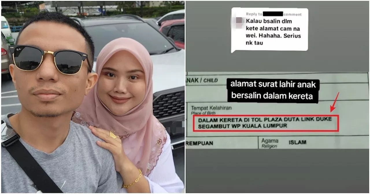 Malaysian Mum Shares Birth Certificate with Unique 'Place of Birth' After Giving Birth in the Car