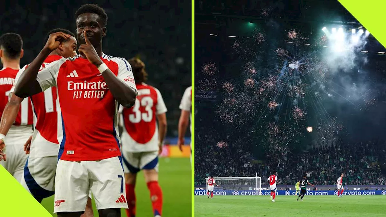 Sporting CP Fans Set Off Fireworks During Arsenal Match