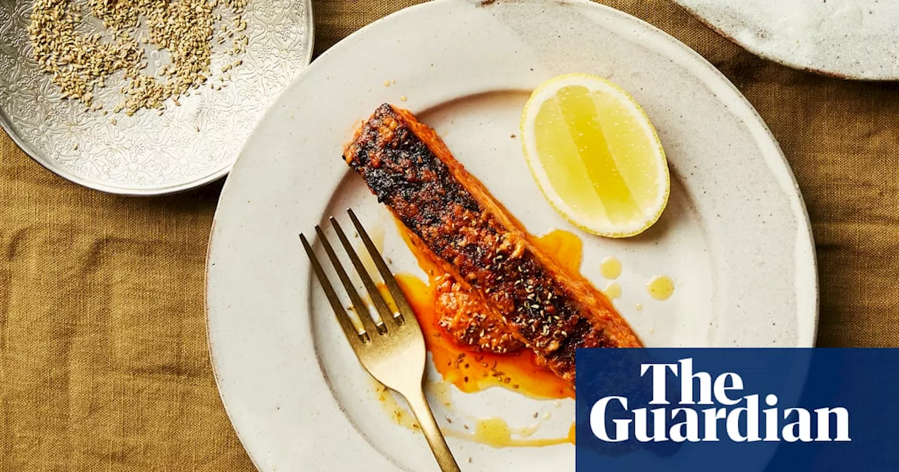 Garlic and Tandoori Marinade Baked Salmon with Cumin Raita