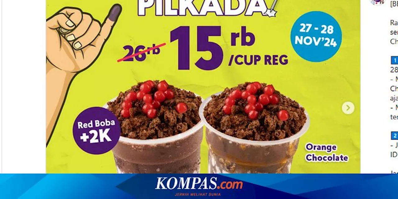 Promo Makanan dan Minuman pada Pilkada 2024, Ada Chatime, HokBen, dan Marugame Udon