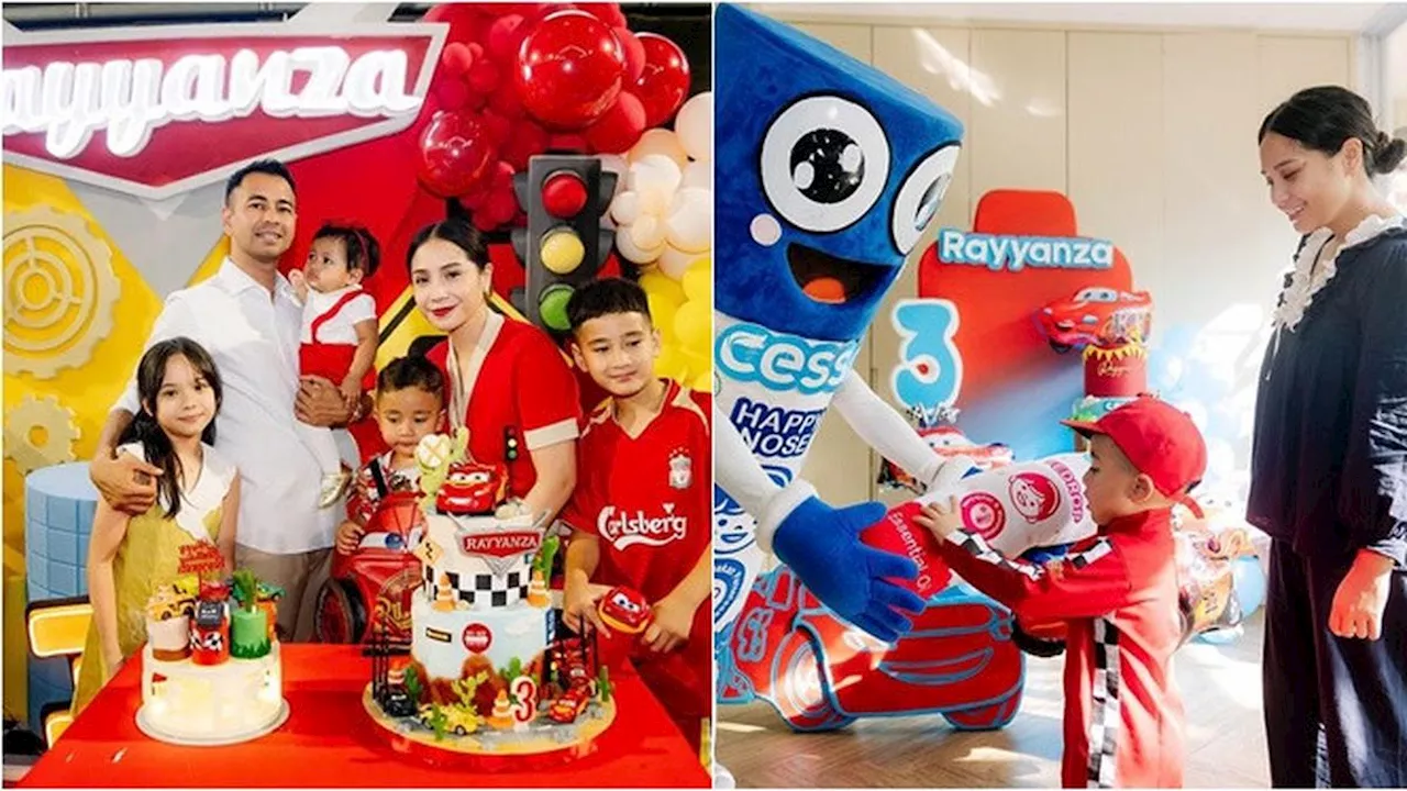 6 Potret Ultah ke-3 Rayyanza Bertema Cars, Dapat Kado Mobil Lightning McQueen