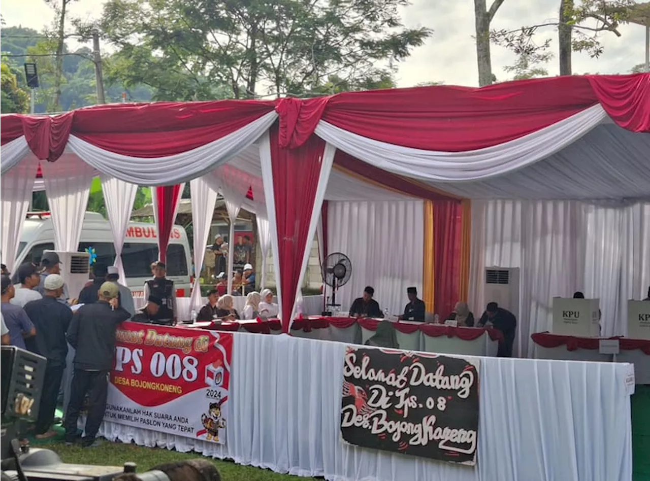 TPS 08 Bojong Koneng Tempat Prabowo Nyoblos Dijaga Ketat Aparat TNI-Polri