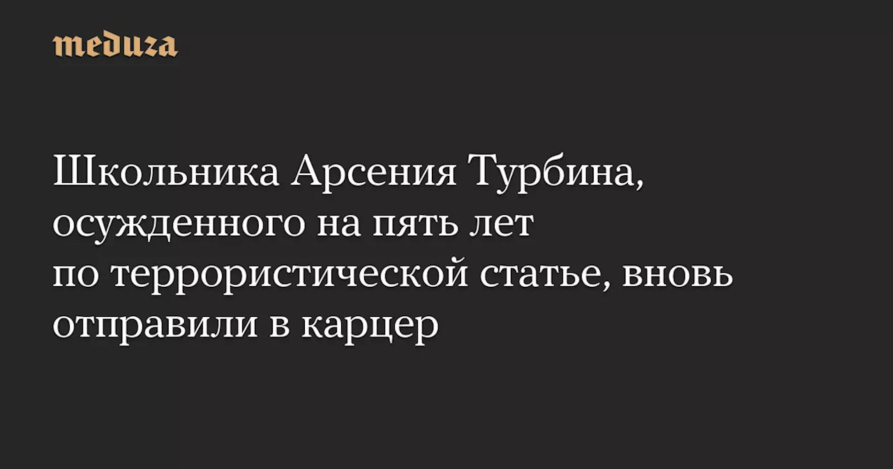 Школьника Арсения Турбина, осужденного на пять лет по террористической статье, вновь отправили в карцер — Meduza