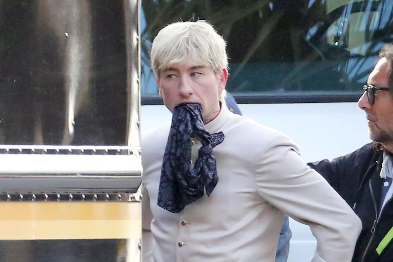 Barry Keoghan Debuts Shocking Bleach Blond Hair Transformation on the Set of 'Crime 101'