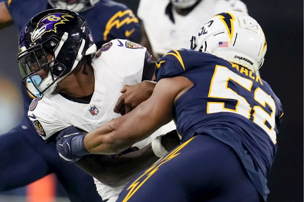 Tom Krasovic: Talent disparity on display in Ravens’ ‘Monday Night Football’ win over Chargers