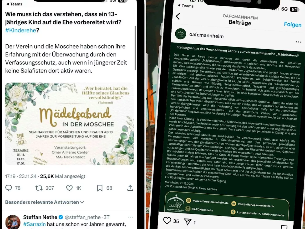 Mannheimer Moschee verschiebt Ehe-Vorbereitung für Mädchen