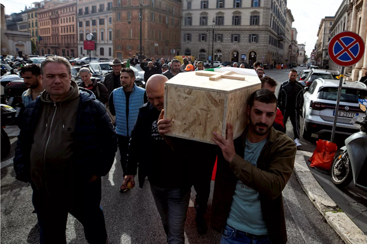 Manifestazione degli agricoltori sotto al Ministero a Roma