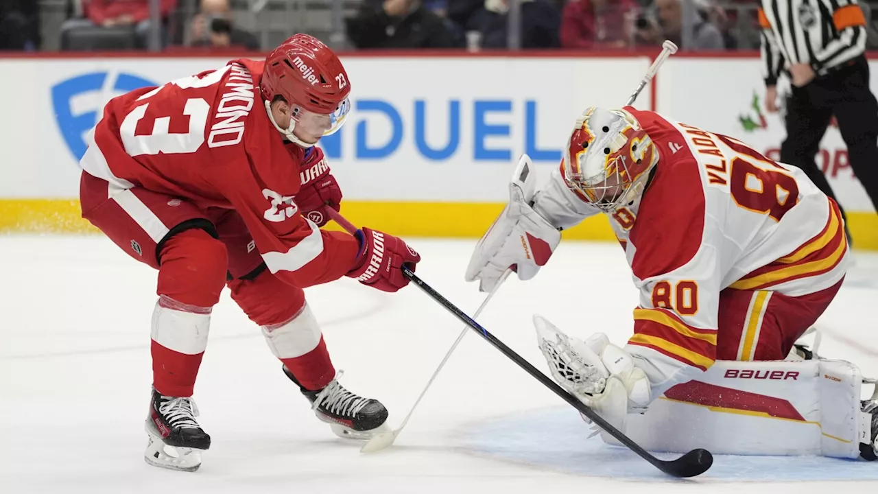 Lucas Raymond scores in OT as Red Wings beat Flames 2-1